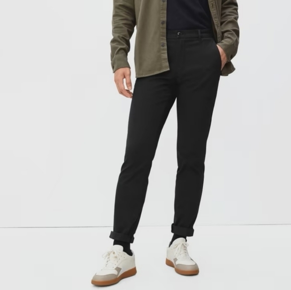Everlane Men's Black Cotton Blend Flat Front Casual Chino Dress Pants Sz 38 - Picture 3 of 16